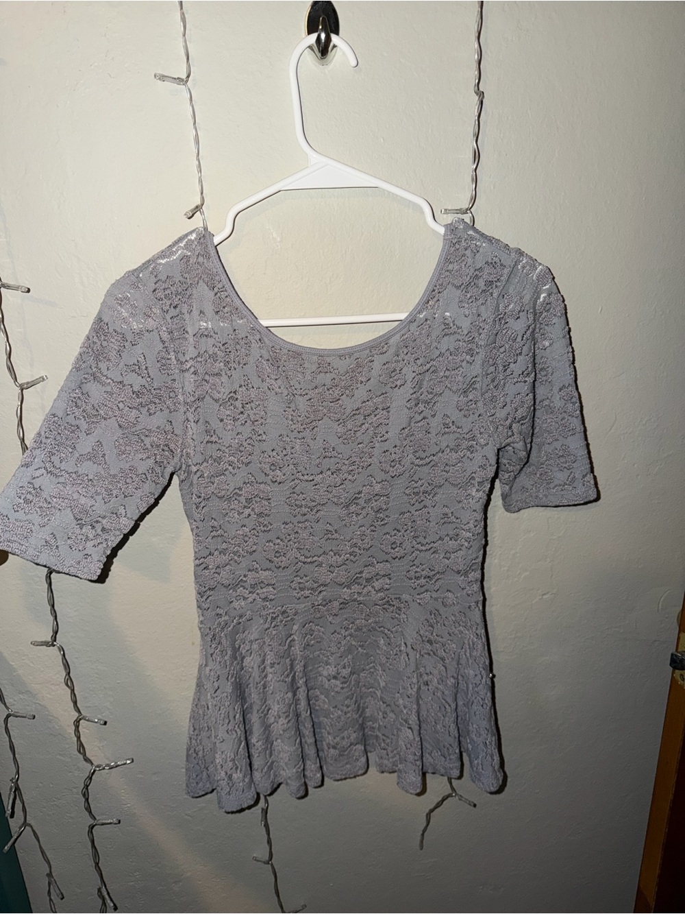 Free People Lace Peplum Top - Light Gray